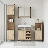 vidaXL Badrumsskåpsset 4 st Sonoma-ek 40 x 36 x 181 cm Konstruerat trä