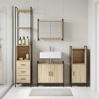 vidaXL Badrumsskåpsset 4 st Sonoma-ek 40 x 36 x 200,5 cm