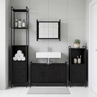 vidaXL Badrumsskåpsset 4 st Svart ek 40 x 36 x 200,5 cm