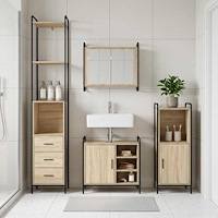 vidaXL Badrumsskåpsset 4 st Sonoma-ek 40 x 36 x 200,5 cm