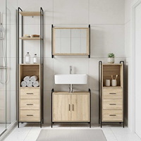 vidaXL Badrumsskåpsset 4 st Sonoma-ek 40 x 36 x 200,5 cm