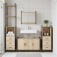 vidaXL Badrumsskåpsset 4 st Sonoma-ek 40 x 36 x 200,5 cm