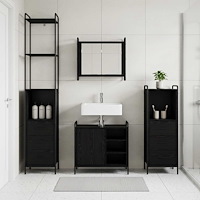 vidaXL Badrumsskåpsset 4 st Svart ek 40 x 36 x 200,5 cm