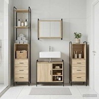 vidaXL Badrumsskåpsset 4 st Sonoma-ek 40 x 36 x 200,5 cm