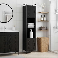 vidaXL Badrumsskåp Svart ek 46 x 36 x 181 cm Konstruerat trä