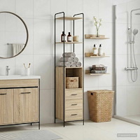 vidaXL Badrumsskåp Sonoma-ek 40 x 36 x 200,5 cm Konstruerat trä