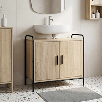 vidaXL Badrumsskåp Sonoma-ek 65,5 x 34 x 61 cm Konstruerat trä