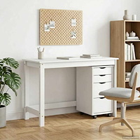 vidaXL Skrivbord och rullskåpsset MOSS 2 st Vit
