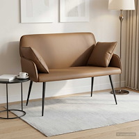 vidaXL Tvåsitssoffa med metallben 2-sits Cappuccino Konstläder
