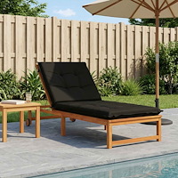 vidaXL Solstol Kudde GEMERT 100% Polyester Svart 190 x 90 x 9 cm