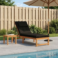 vidaXL Solstol Kudde GEMERT 100% Polyester Svart 190 x 60 x 9 cm