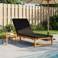 vidaXL Solstol Kudde GEMERT 100% Polyester Svart 200 x 90 x 3 cm