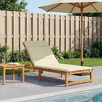vidaXL Solstol Kudde GEMERT 100% Polyester Gräddvit 200 x 90 x 3 cm