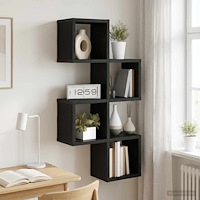 vidaXL Vägg hylla Svart 39 x 15 x 76 cm