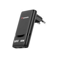 VERBATIM Verbatim Fold 'n' Go strömadapter - GaN - USB-C - 65 watt