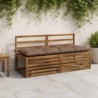 vidaXL Bänk Kuddar VIANEN 2 st 100% Polyester Taupe 150 x 60 x 12 cm