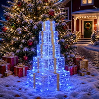 vidaXL Stapelbar juldekoration med LED-presentboxar 250 LED-lampor Blå