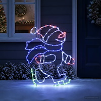 vidaXL LED-ljusskylt åkande jultomte LOVIISA 120 LED-lampor Mångfärgad