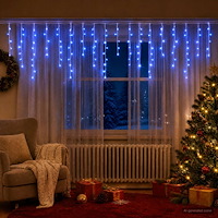 vidaXL Ljusgardin 210 LED-lampor Blå 500 x 72 cm