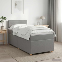 vidaXL Kontinentalsäng med madrass Ljusgrå 100 x 200 cm Tyg