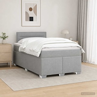 vidaXL Boxspring säng med madrass och LED Ljusgrå 120 x 190 cm Tyg