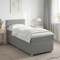 vidaXL Kontinentalsäng med madrass Ljusgrå 100 x 200 cm Tyg