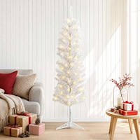 vidaXL Konstgjort smalt julträd 120 cm 150 LED-lampor Varmvit