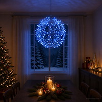 vidaXL Julfinialslampa 200 LED-lampor Blå Diameter 20 x 22 cm