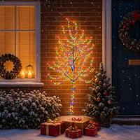 vidaXL LED-julgran för vägg 150 cm 140 LED-lampor Mångfärgad Stål