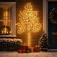 vidaXL LED-julgran för vägg 210 cm 312 LED-lampor Varmvit Stål Svart