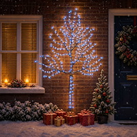 vidaXL LED-julgran för vägg 210 cm 312 LED-lampor Blå Stål Svart
