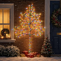 vidaXL LED-julgran för vägg 210 cm 312 LED-lampor Mångfärgad Stål