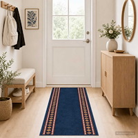 vidaXL Runner-matta FLORNES Vävd Blå Diamanter 80 x 250 cm PP 7 mm