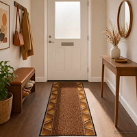 vidaXL Runner-matta FLORNES Vävd Brun Zigzag 67 x 450 cm PP 7 mm