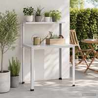 vidaXL Planteringsbord 80 x 50 x 104 cm Pulverlackerat stål Vit