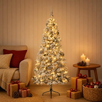 vidaXL Konstgjord julgran med julkulor 150 cm 150 LED-lampor Varmvit