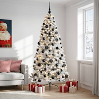 vidaXL Konstgjord julgran med julkulor 240 cm 300 LED-lampor Varmvit