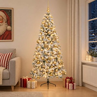 vidaXL Konstgjord julgran med julkulor 180 cm 300 LED-lampor Varmvit