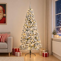 vidaXL Konstgjord julgran med julkulor 240 cm 300 LED-lampor Varmvit