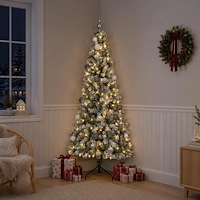 vidaXL Konstgjord julgran med julkulor 240 cm 300 LED-lampor Varmvit
