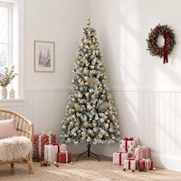 vidaXL Konstgjord julgran med julkulor 240 cm 300 LED-lampor Varmvit