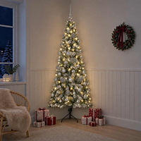 vidaXL Konstgjord julgran med julkulor 240 cm 300 LED-lampor Varmvit
