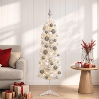 vidaXL Smal konstgjord julgran med julkulor 150 cm 150 LED-lampor