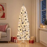 vidaXL Smal konstgjord julgran med julkulor 180 cm 300 LED-lampor
