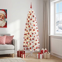 vidaXL Smal konstgjord julgran med julkulor 240 cm 300 LED-lampor