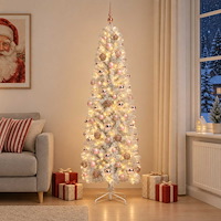 vidaXL Smal konstgjord julgran med julkulor 240 cm 300 LED-lampor