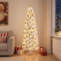 vidaXL Smal konstgjord julgran med julkulor 210 cm 300 LED-lampor