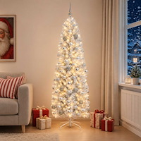 vidaXL Smal konstgjord julgran med julkulor 240 cm 300 LED-lampor