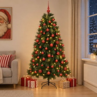 vidaXL Konstgjord julgran med julkula 210 cm 300 LED-lampor Varmvit