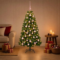 vidaXL Konstgjord julgran med julkula 150 cm 150 LED-lampor Varmvit